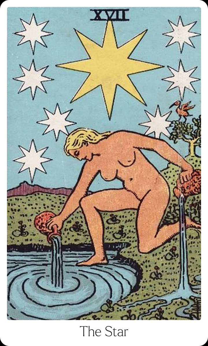The Star tarot card — Original 1909 Rider-Waite-Smith illustration