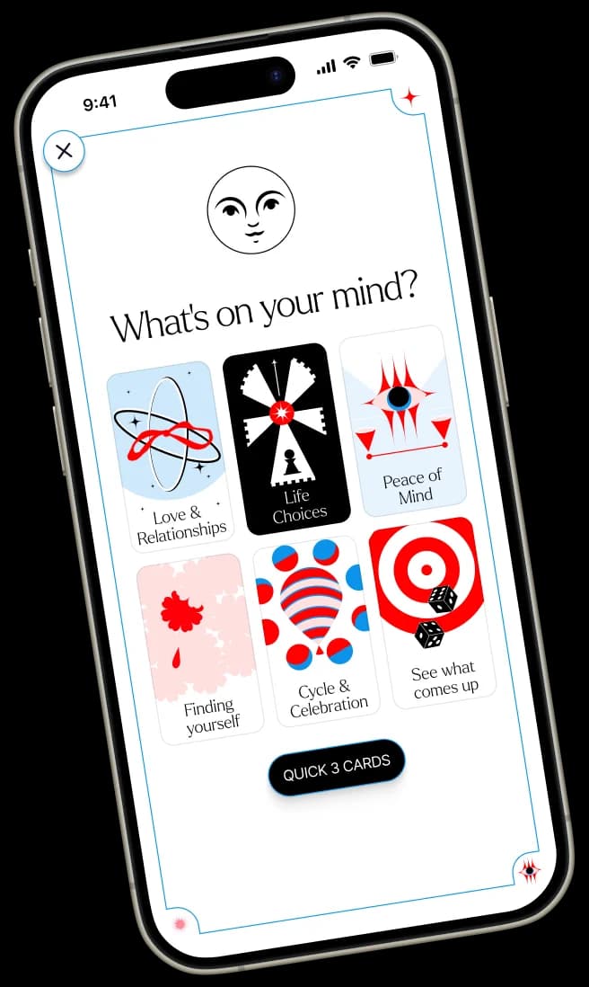 Flickerdeck app showing topic selection screen with What's on your mind? prompt